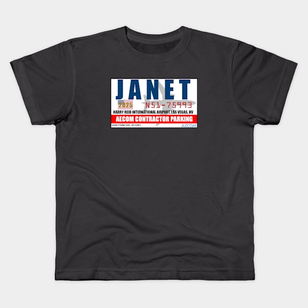 2025 JANET Secret Government Airline Parking Permit Kids T-Shirt by Starbase79